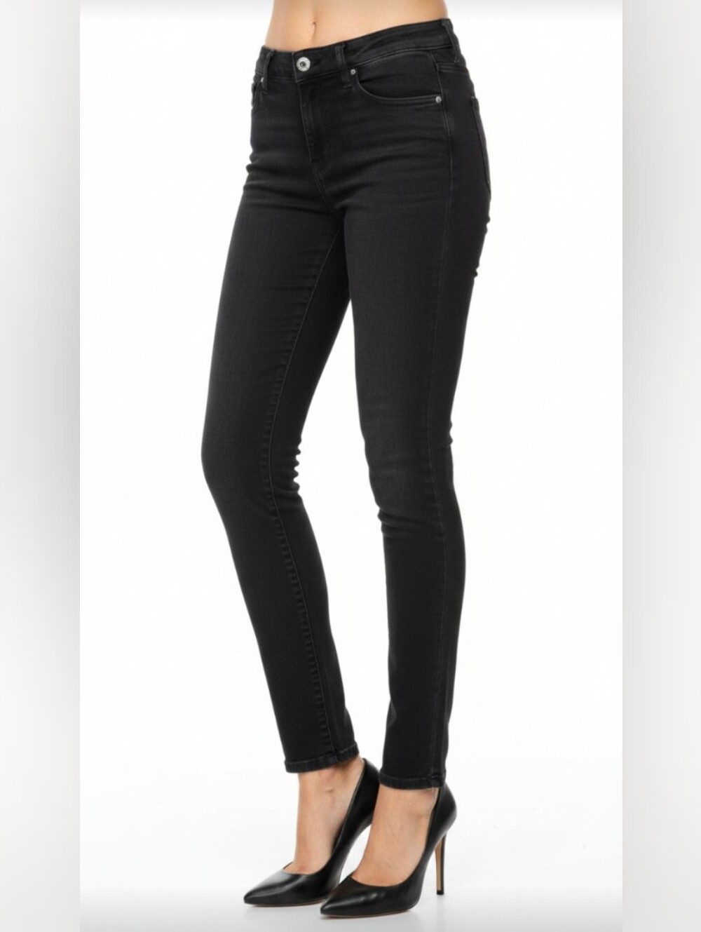 MOSSIMO! DEEP, SATURATED BLACK SKINNY PREMIUM DENIM 5 POCKET JEANS, PANTS! SZ 14